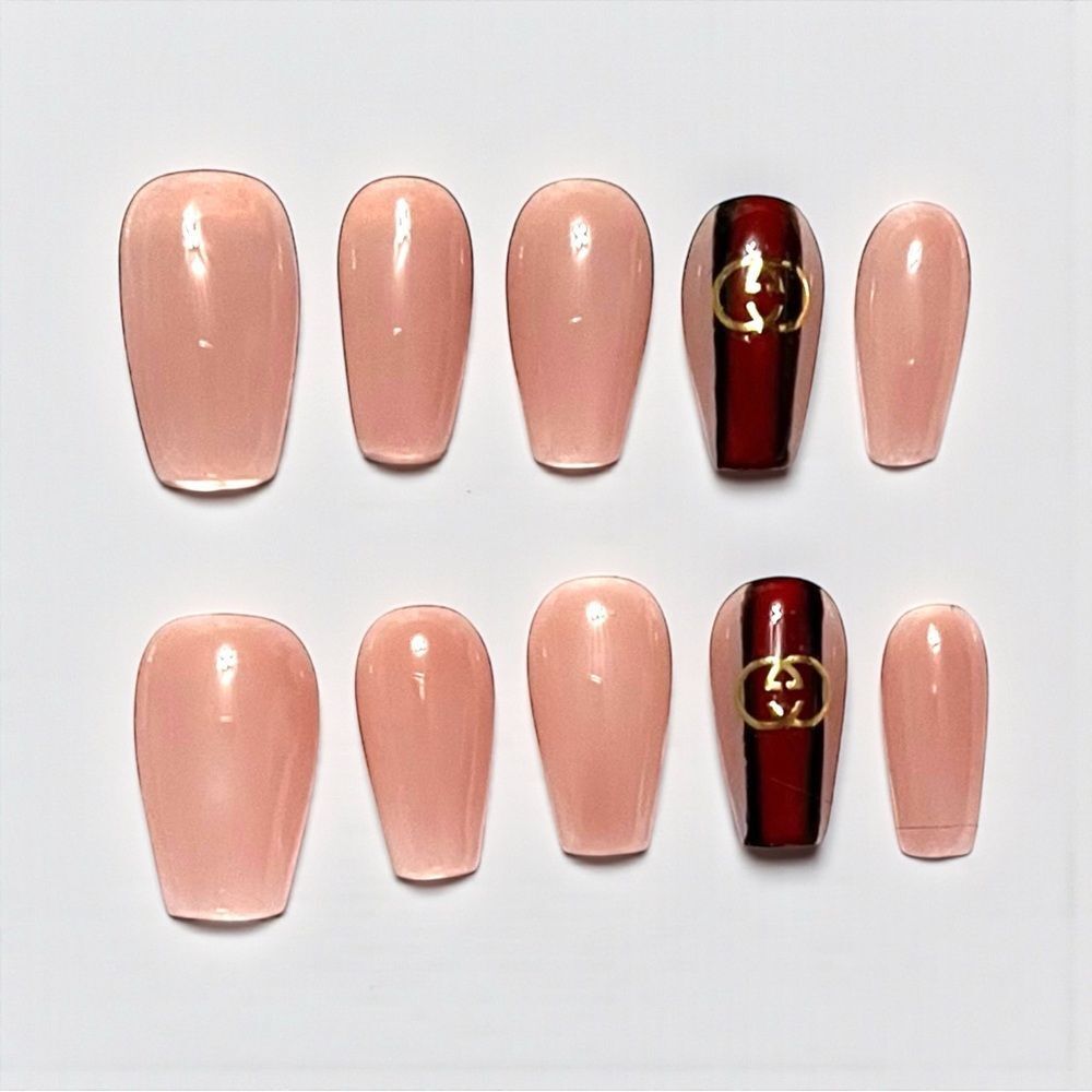 Custom Handmade Reusable Gucci Designer Press On Nails